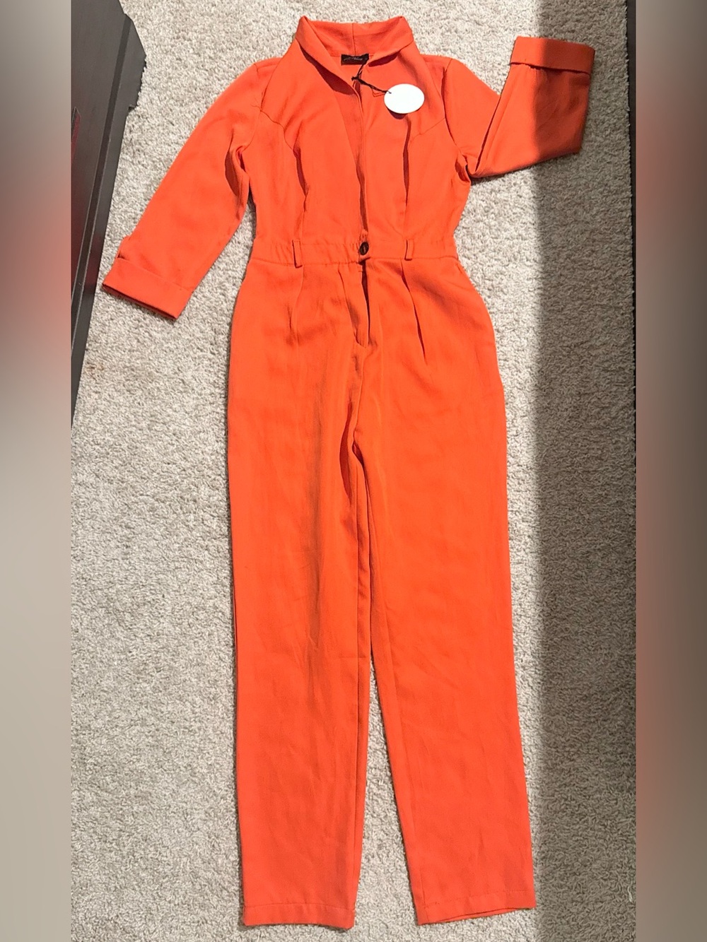 Womens Orange Long Sleeve Jumpsuit